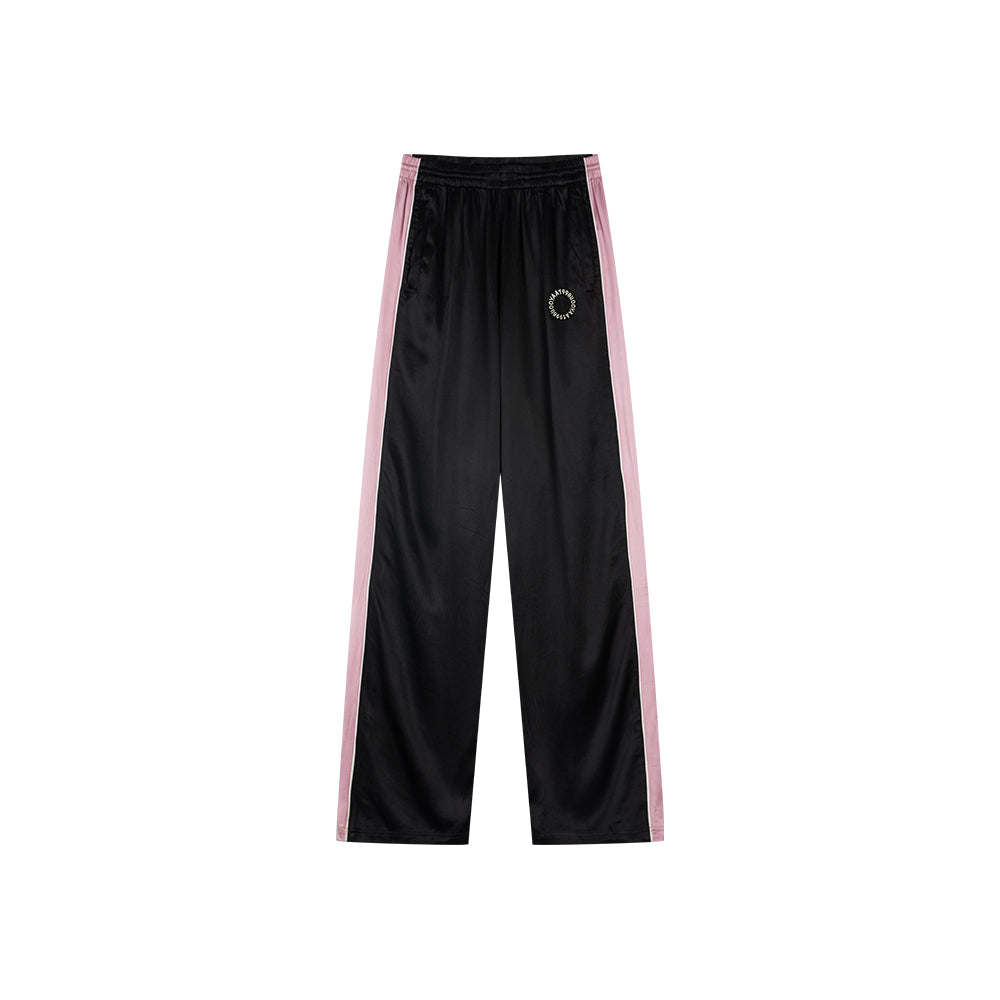 Striped Black Glossy Casual Pants