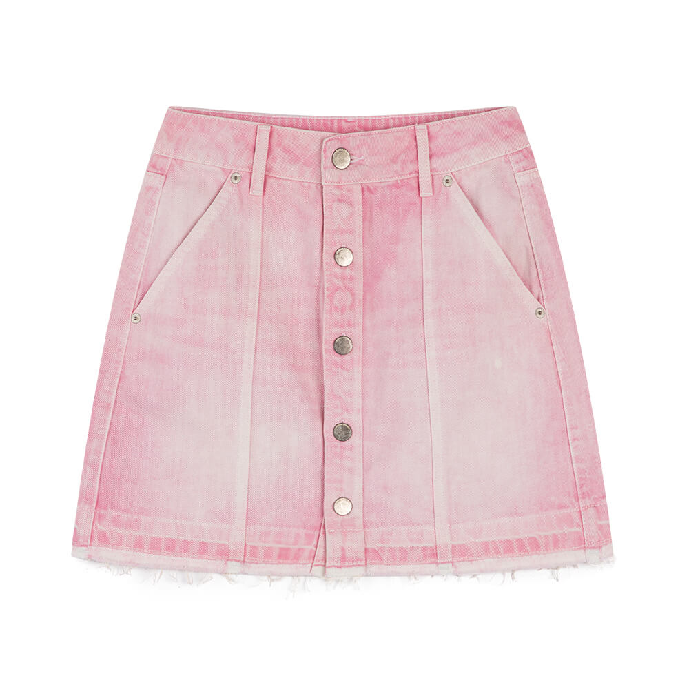 Pink Washed Denim Skirt