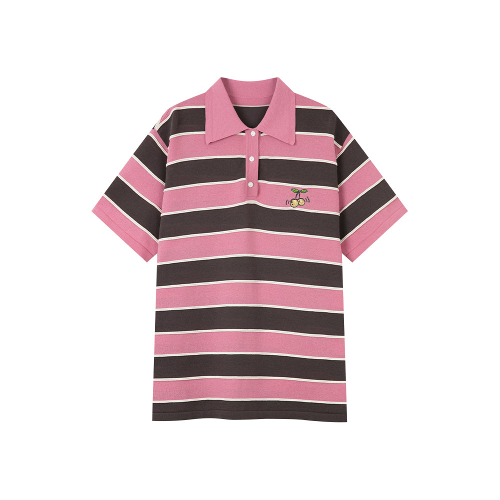 Srtiped Pink & Brown Polo Shirt