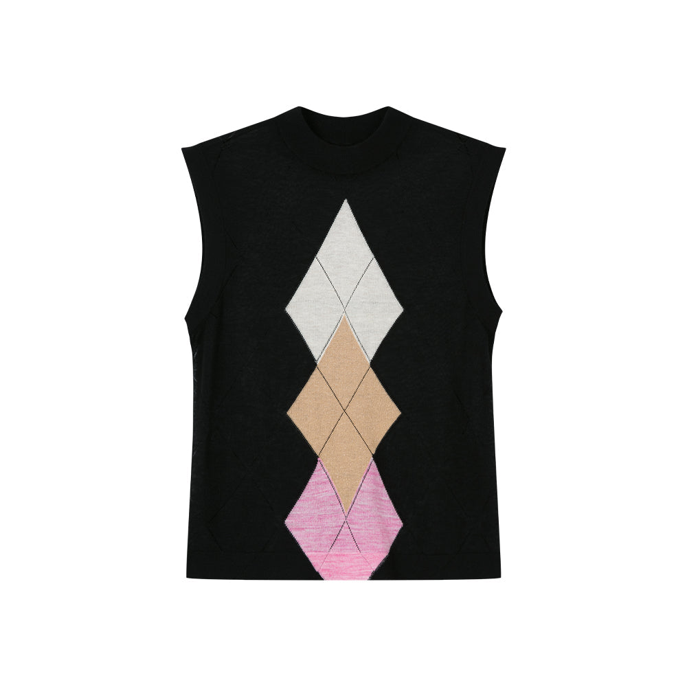 Diamond Patterned See-through Tank Top