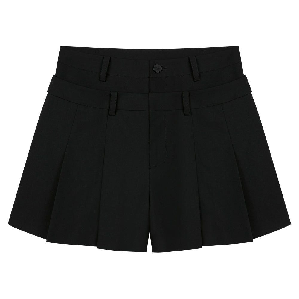 Black Pleated Shorts