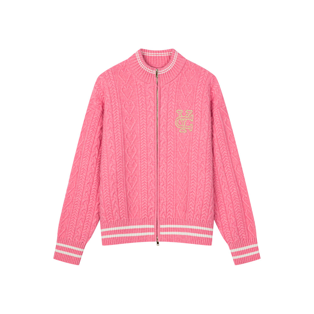 Pink Cable Knitted Cardigan