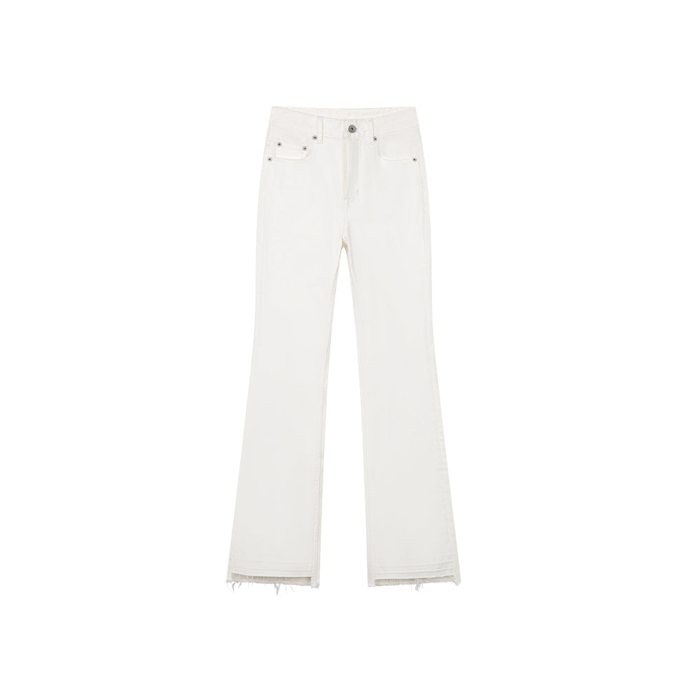 White Straight Raw Edge Jeans