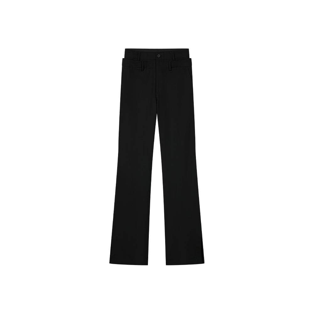 Double Waist Straight Slit Trousers