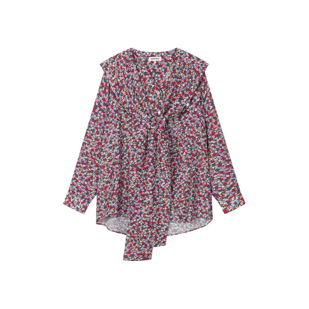 Full-printed Floral Hooded Shirt