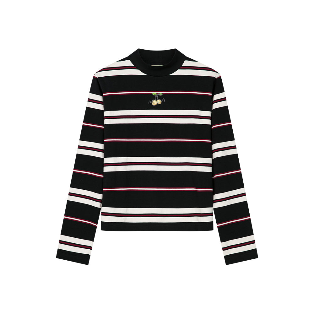 Striped Turtle Neck Long-sleeved Top