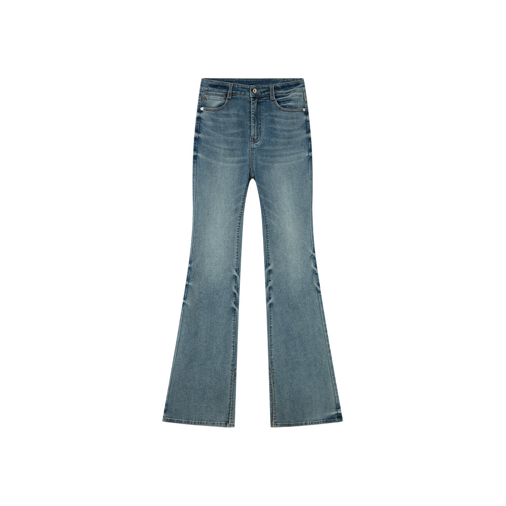 Washed Flared Jeans (Dark Grey/Blue)