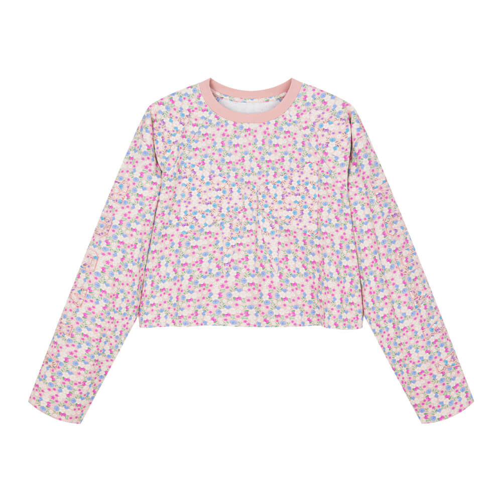 Cropped Floral Long-sleeved Top