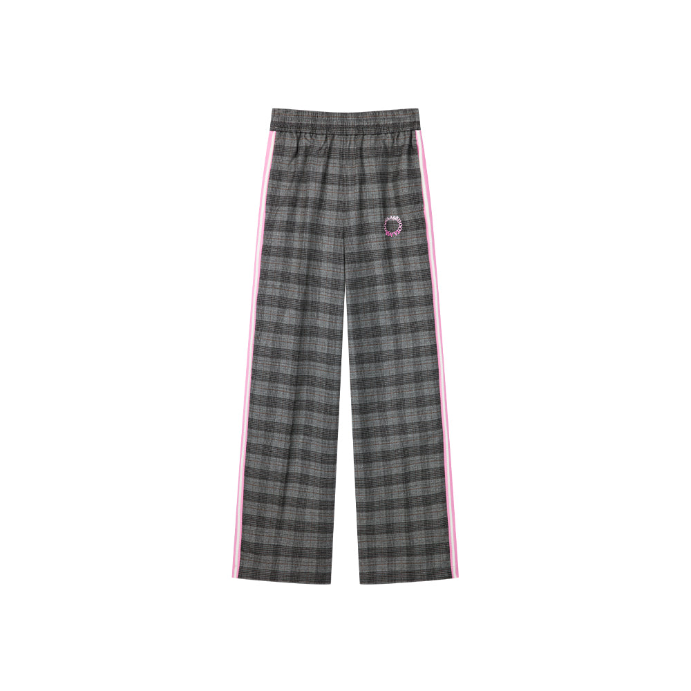 Sporty Plaid Wide-leg Pants