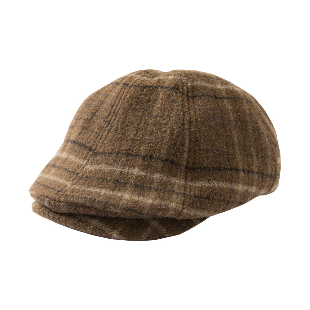 Khaki Plaid Newsboy Hat