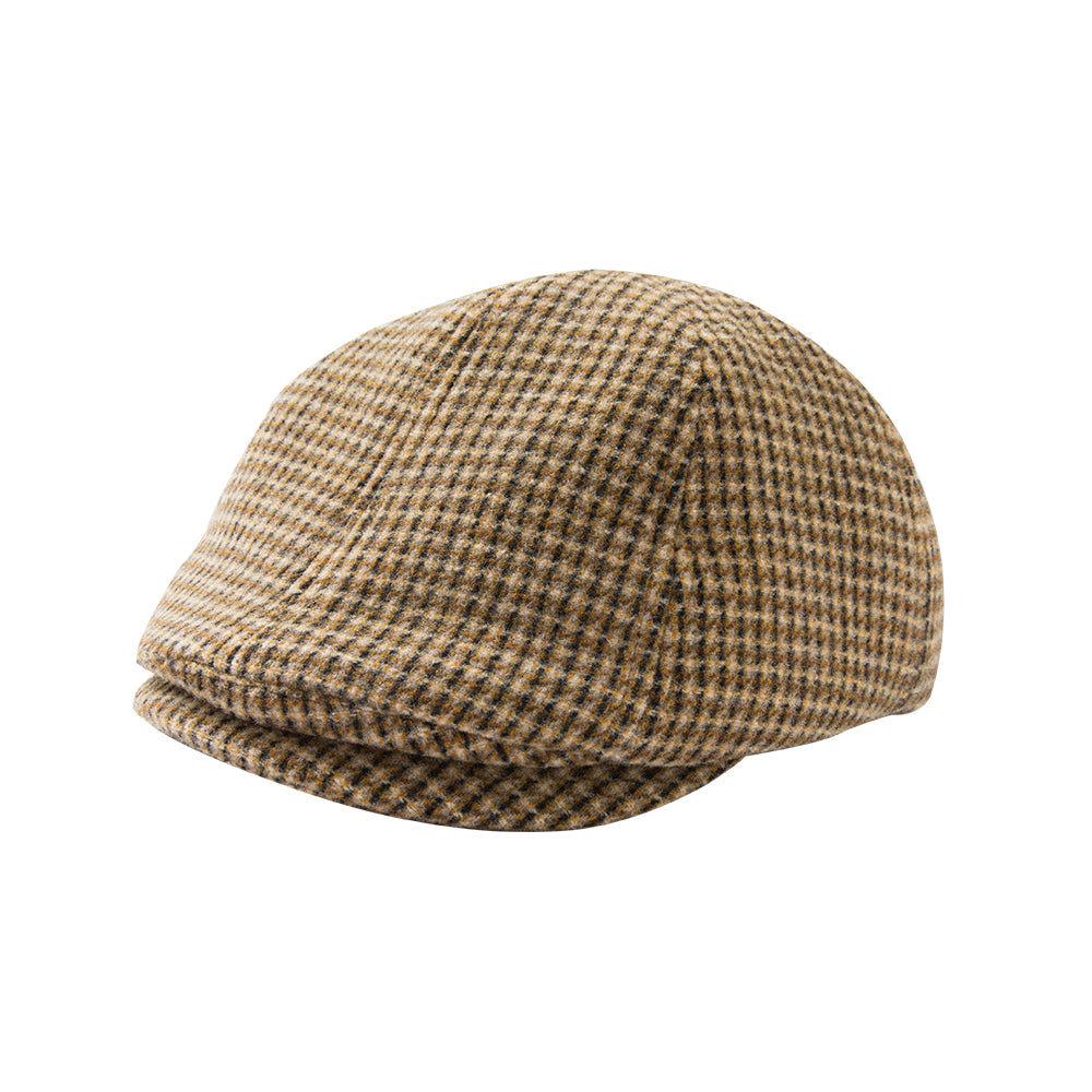 Khaki Tweed Newsboy Hat