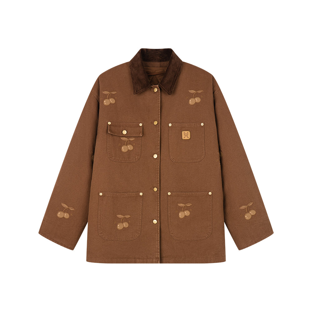 Brown Embroidered Safari Jacket