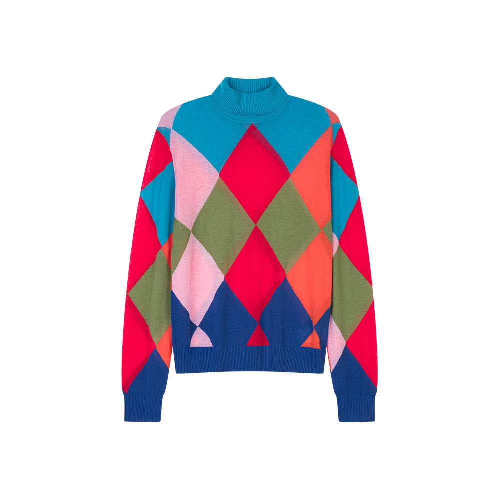 Colourful Diamond Patterned Long-sleeved Shirt