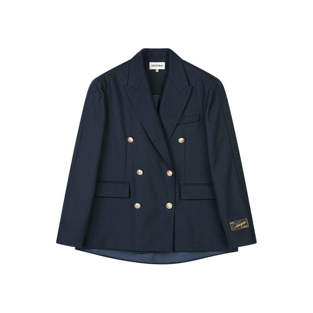 Navy Oversized Double Breasted Blazer