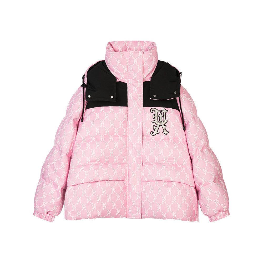 Pink Detachable Hooded Down Jacket