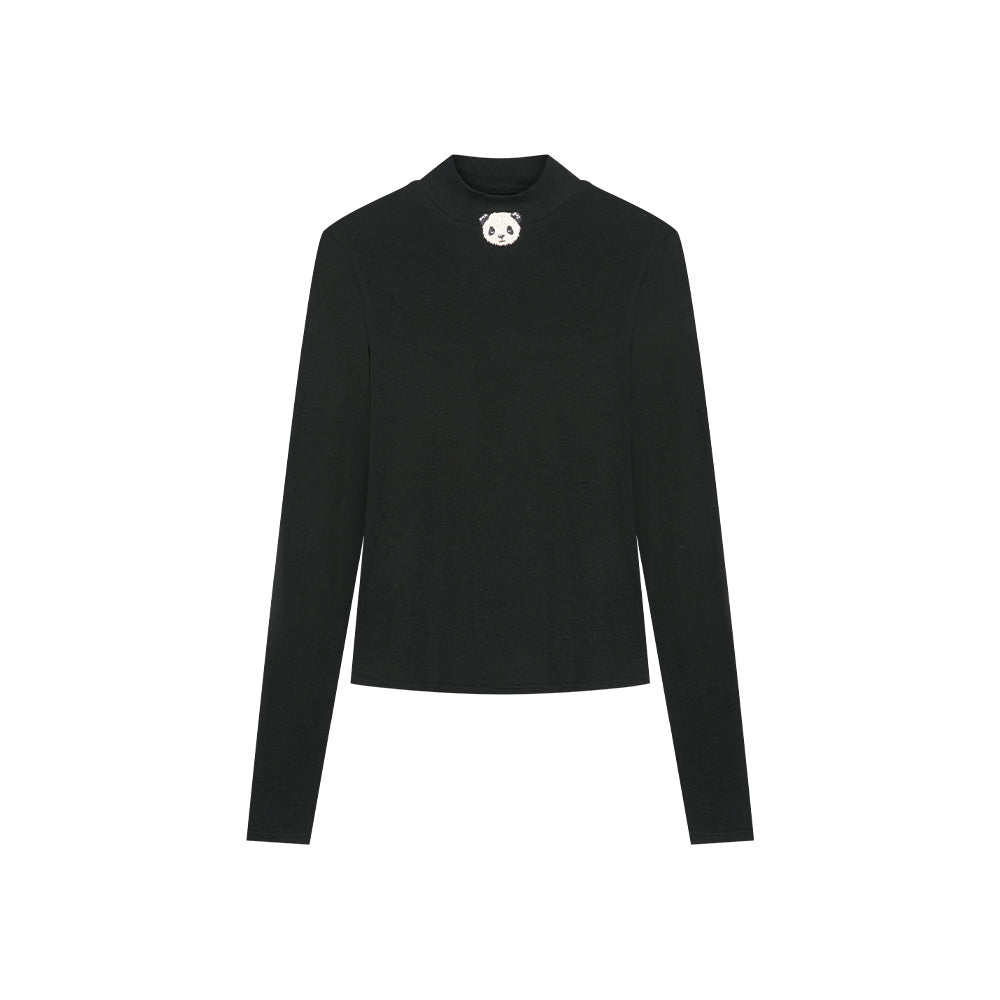 Black Turtle Neck Long-sleeved Top