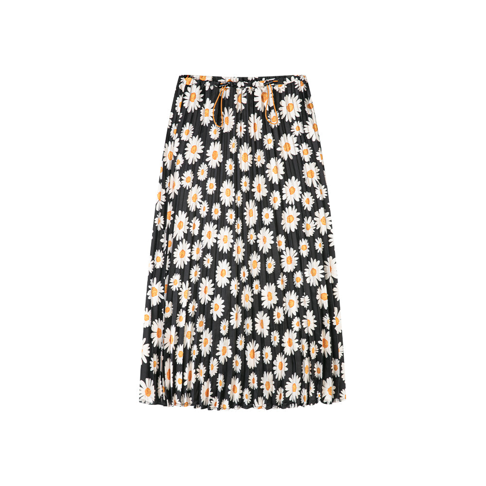 Pleated Floral Middle Skirt