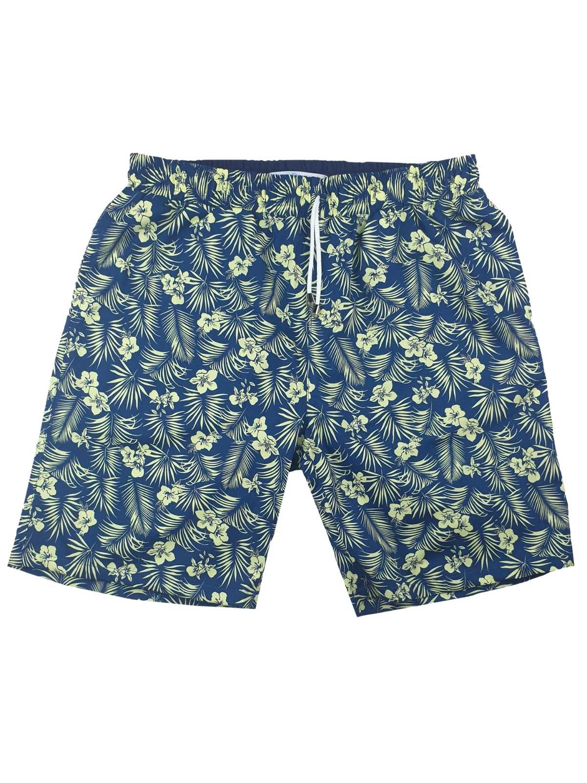 Vanuatu Hawaiian Cotton Short - Navy/Yellow