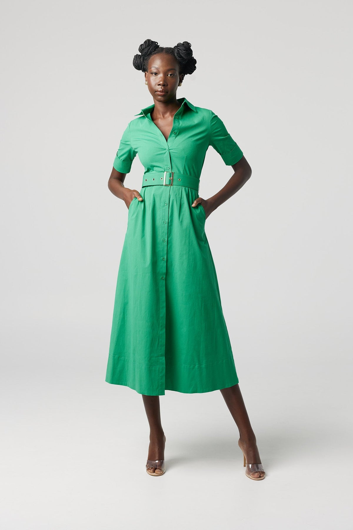 The "Kate" Shirt Dress Green