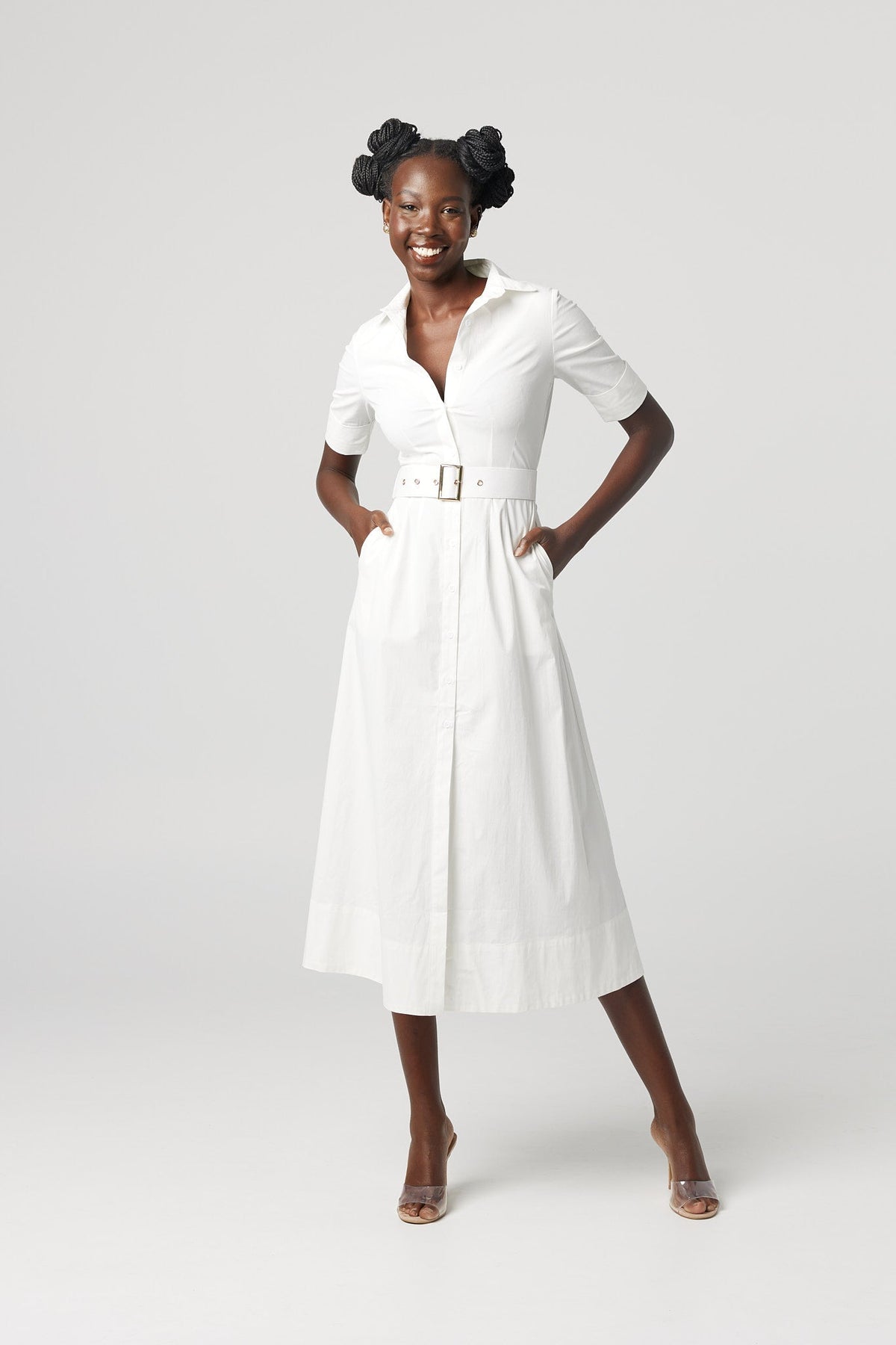 The "Kate" Shirt Dress White