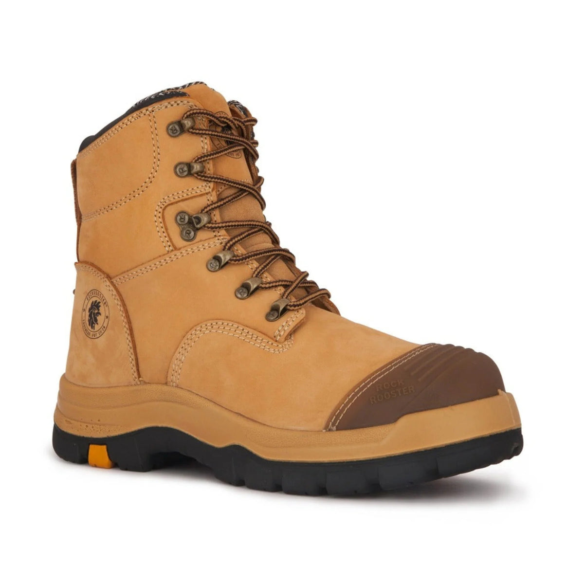 ROCKROOSTER Fort Tan 7 Inch Steel Toe Leather Asphalt Work Boots AK232