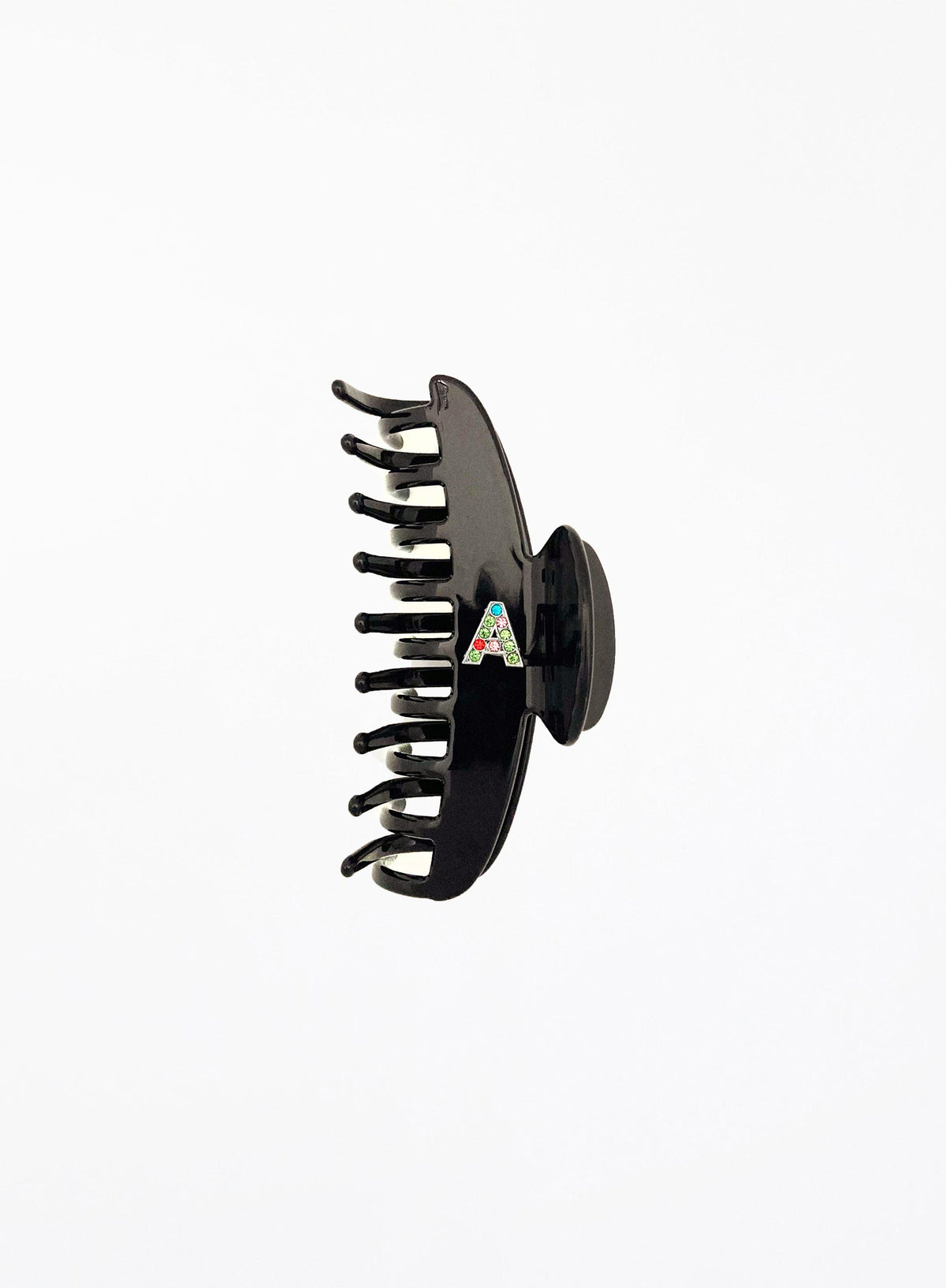 Leandra Initial Cellulose Acetate Hair Claw - Nero