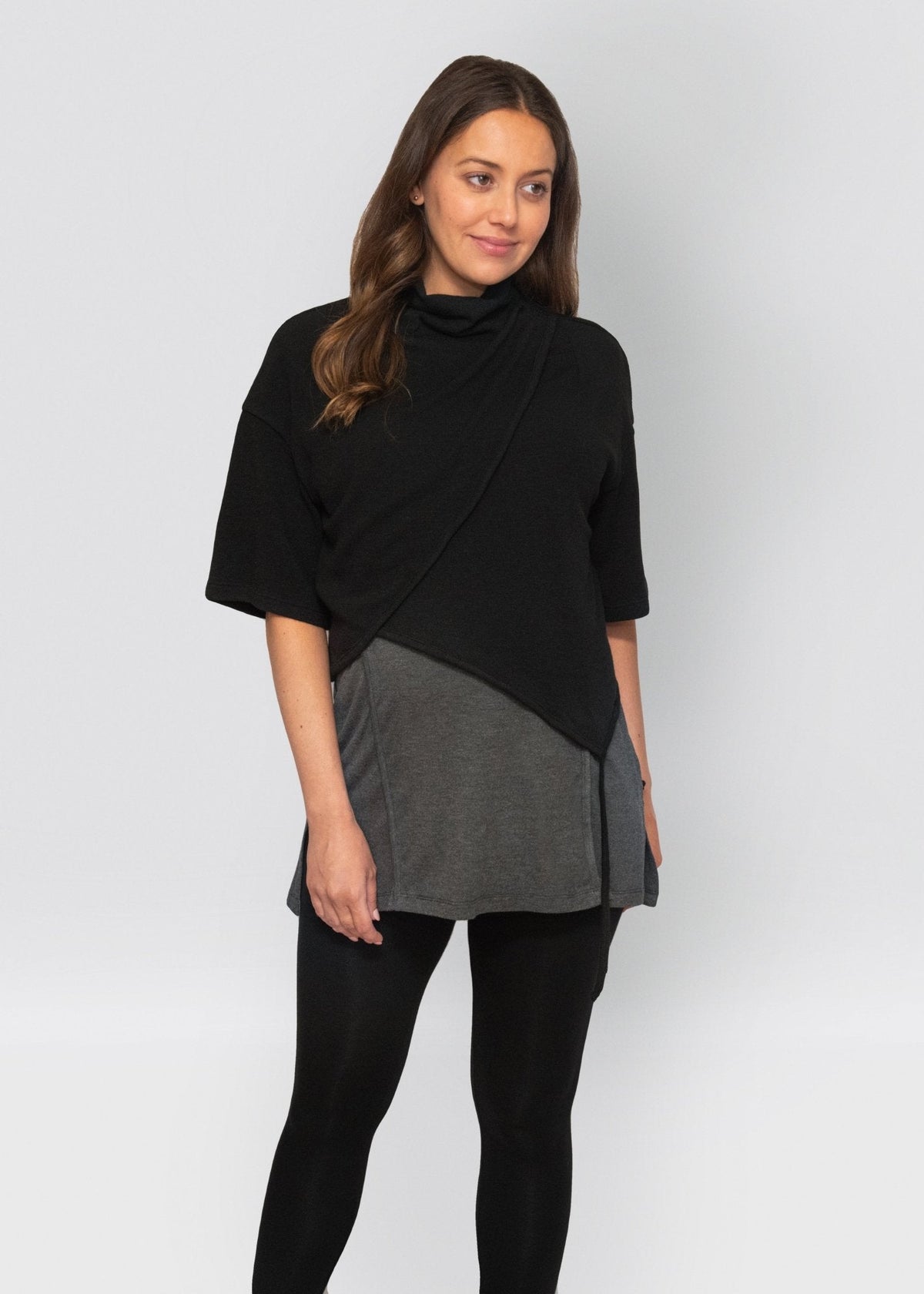 cropped jumper - black - úton: maternity and postpartum essentials