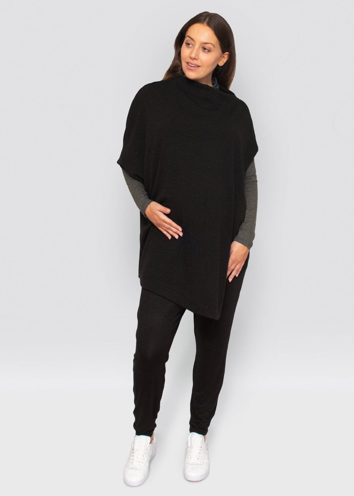 knit poncho - black - úton: maternity and postpartum essentials