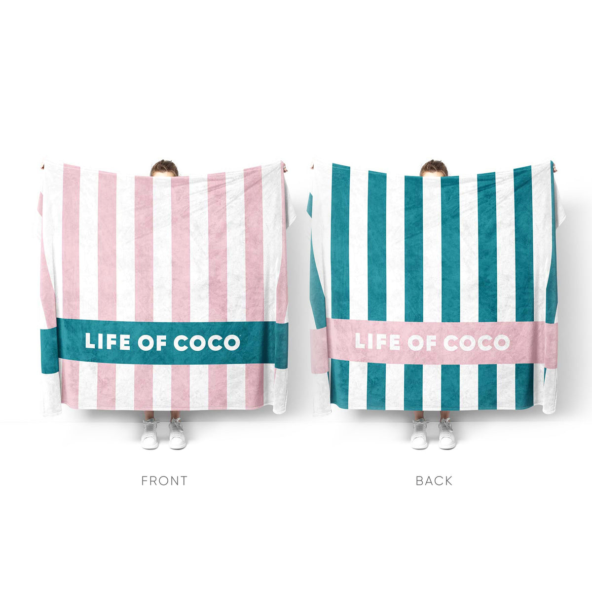 Life of Coco sand-free beach towel tropical striped stripey stripes