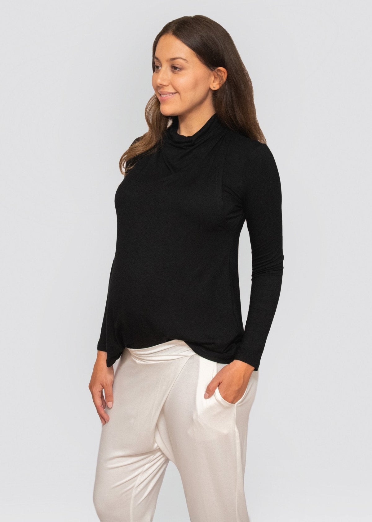 long sleeve tee - black - úton: maternity and postpartum essentials